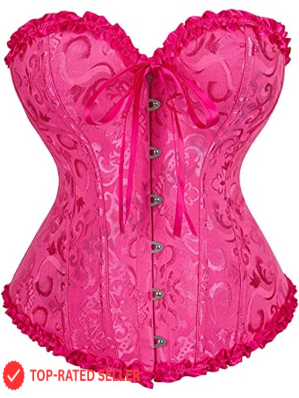 Floral Brocade Lace Up Corset Bustier Steel Boned Shapewear